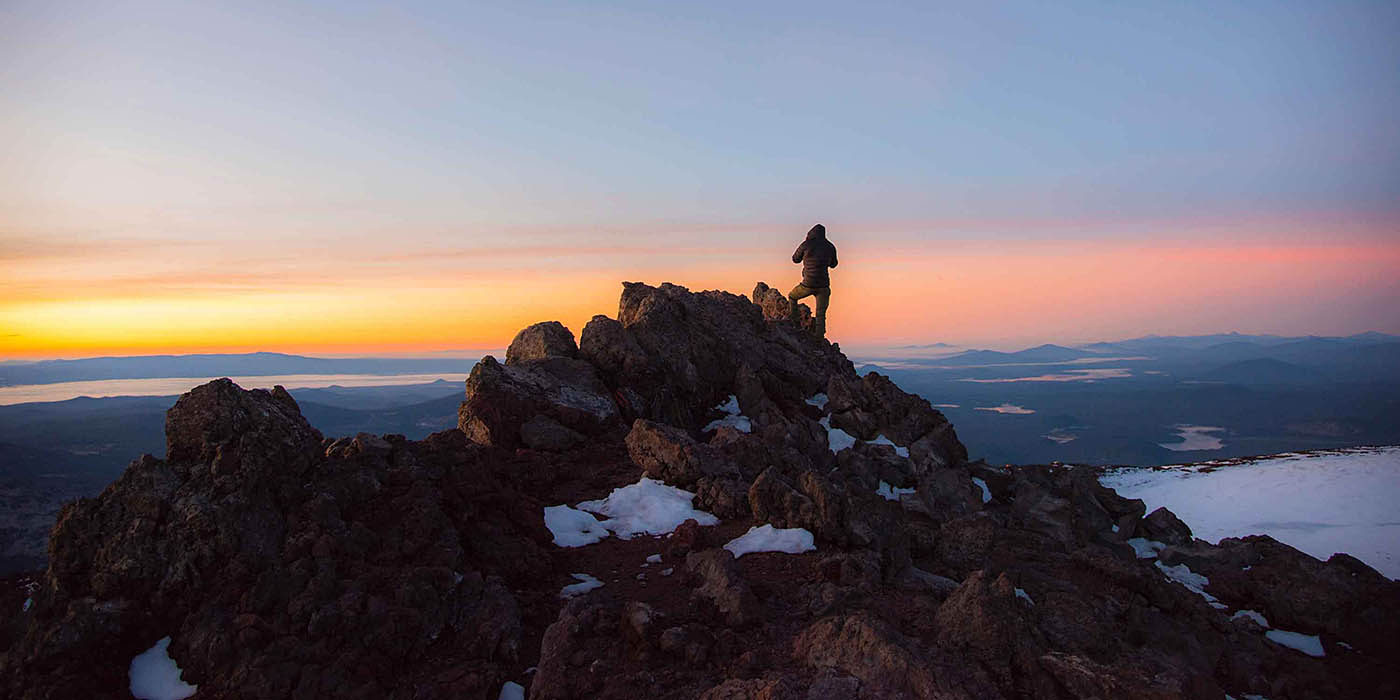 person on top of a mountain in Oregon