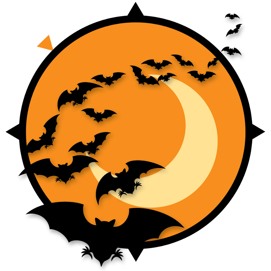 HAUNTCERT logo, flying bats