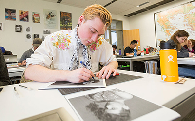 William Forkin ’19 chose Alok Vaid-Menon, an American Indian performance artist and poet, as the subject of a paper-cut portrait.